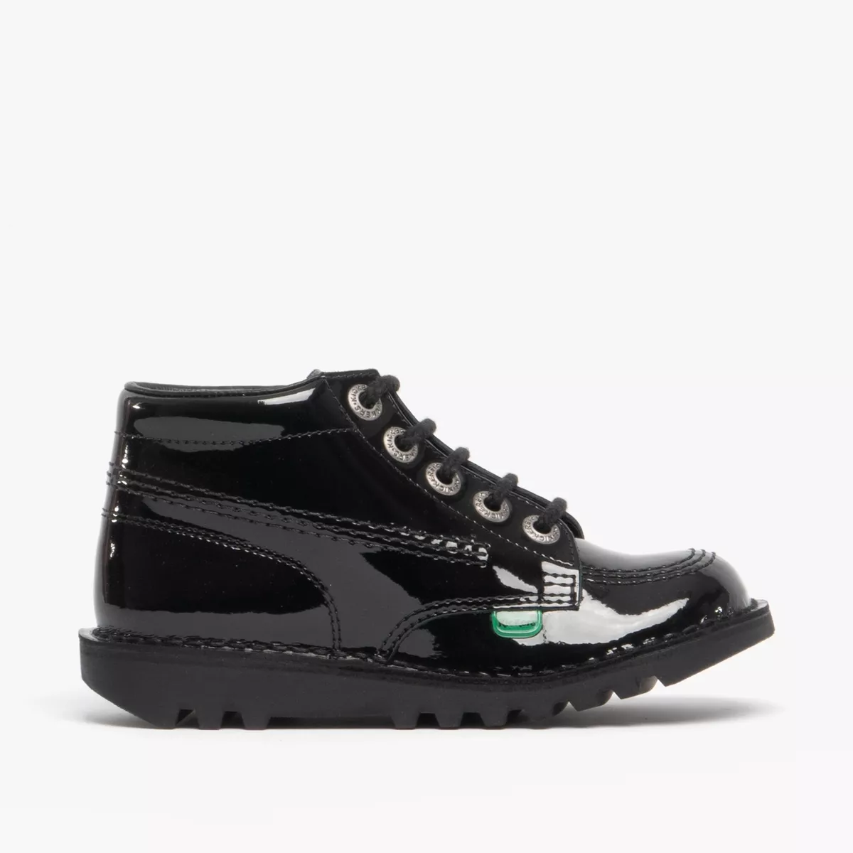 Kickers KICK HI ORIGINAL Unisex Patent Leather School Boots Black