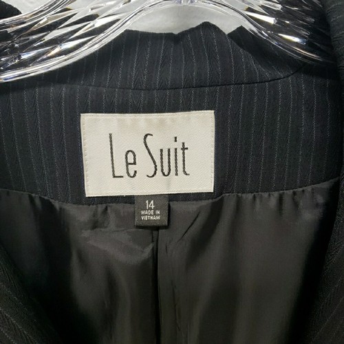 Lee Suit Black With BLue Pinstripes A-line Double Breasted Blazer Size 14 - Picture 3 of 8