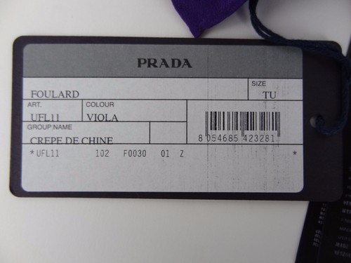 Bufanda cuadrada de bolsillo PRADA F/W 2014 púrpura violeta crepe nuevo con etiquetas - Imagen 6 de 6