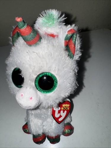 Neu Etikett Ty Beanie Boos SNOWFALL Urlaub Einhorn 6 Zoll Plüsch rot grün - Bild 2 von 10