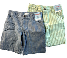 Lot 2 pair Cat  Jack Boys Flat-Front Adjustable Waist Shorts Size 8