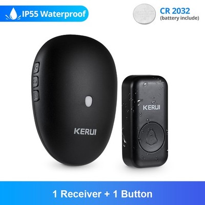 KERUI Wireless Doorbell Black 57 Chimes IP55 1000ft Range 4 Volumes LED Flash