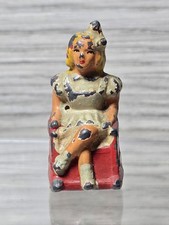 1930s Girl in Rocker Pre War Lead Toy Figure 1 1/2  Barclay Rocking Chair USA