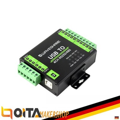 WaveShare Industrial Isolated USB zu RS232/485 Konverter, FT4232HL-Chip, 26681