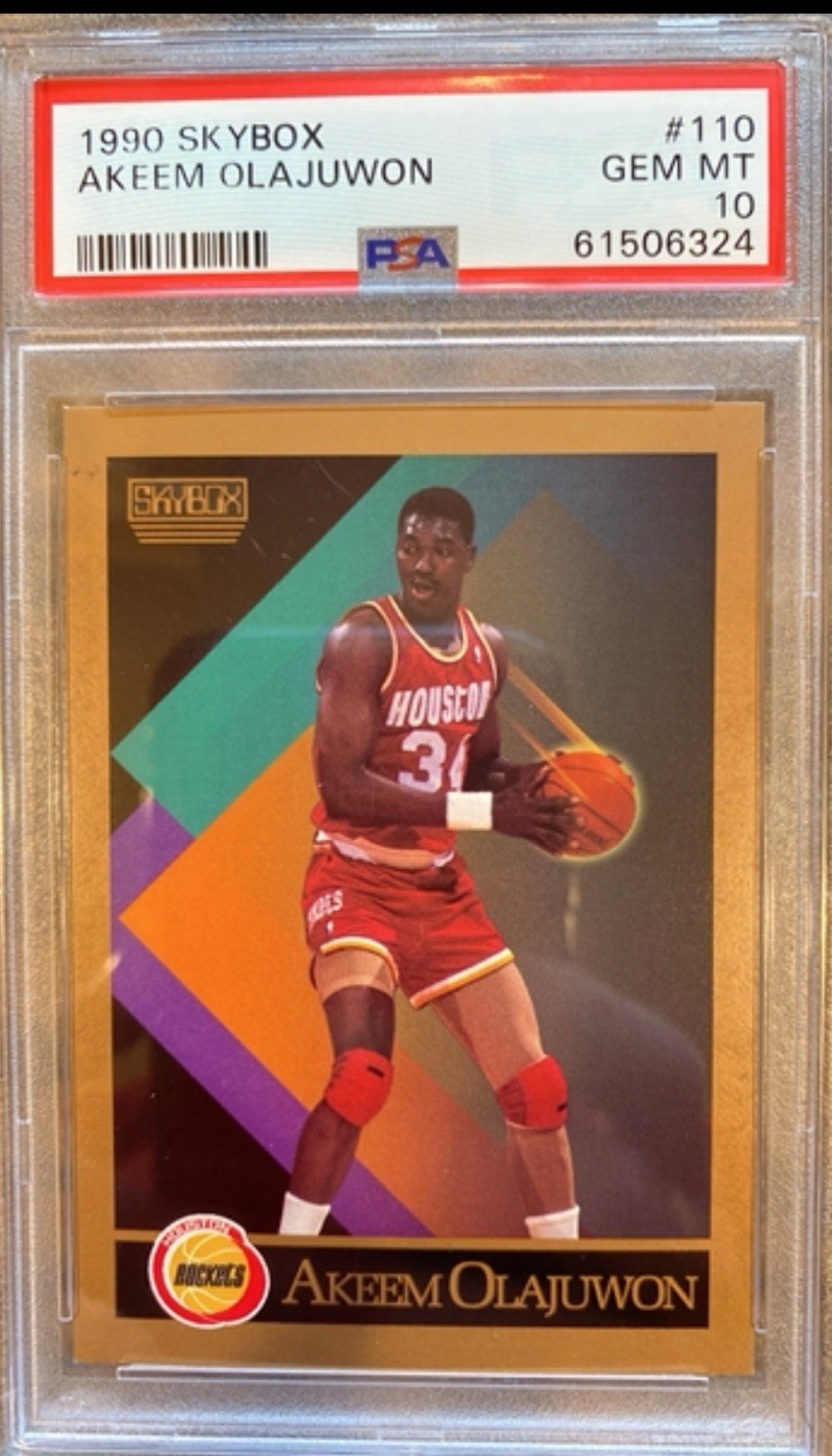 1990 SKYBOX #110 AKEEM OLAJUWON ROCKETS HOF PSA 10
