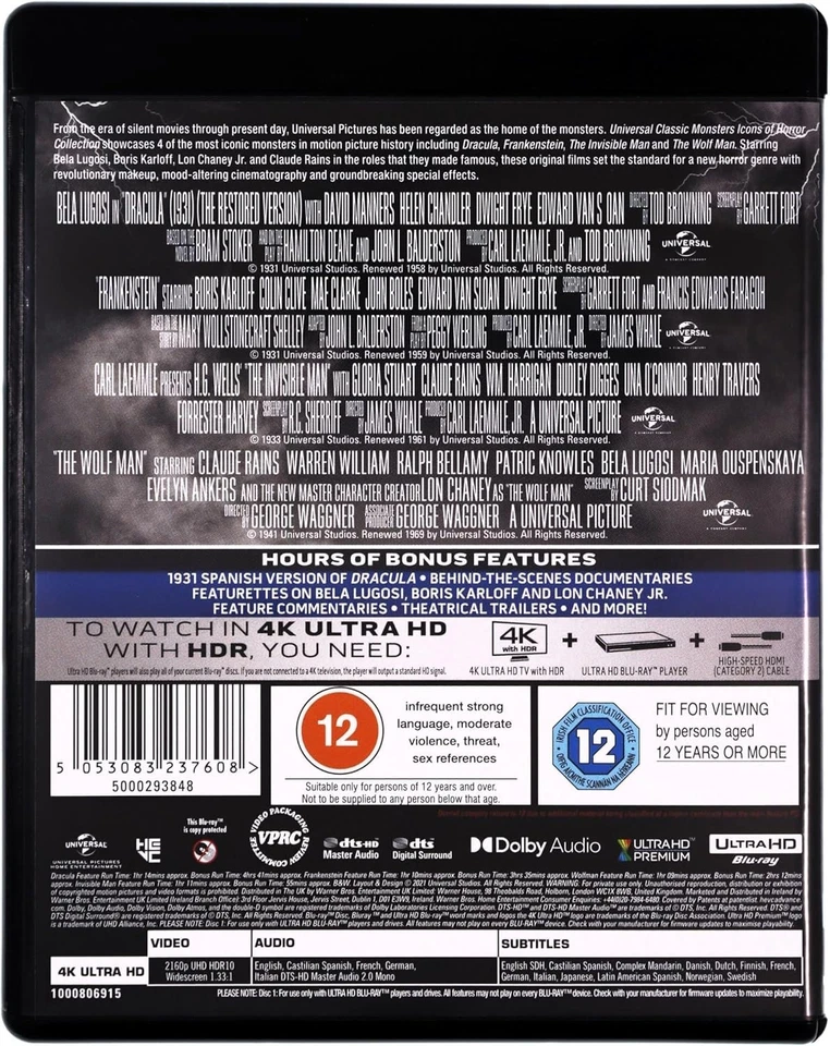 Universal Classic Monsters - Icons of Horror Collection (4K Blu-ray) **NEW** - Image 2 of 2
