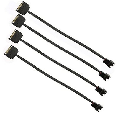 FBHDZVV 4Pcs SATA Power Splitter Y Cable 1 to 1 15 Pin Male SATA to Sleeved 3 
