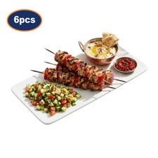 Rectangular Plates Set of 6 Porcelain White Serving Platter Dishwasher Safe