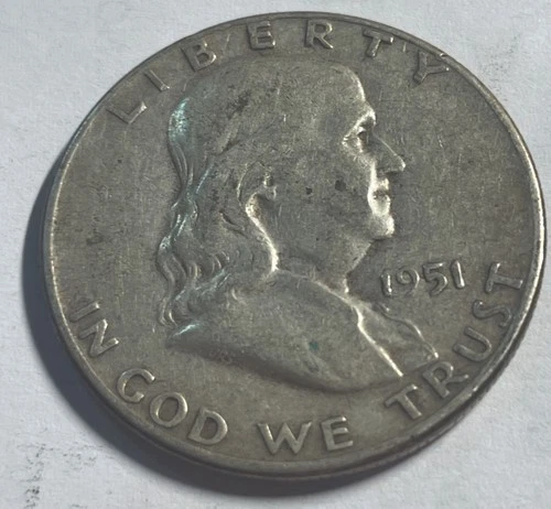 1951  Franklin Half Dollar Silver Fine Detail Plastic Protector Included