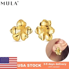 MULA European Women Stud Earrings Retro Five Petal Floral 925 Silver Jewelry