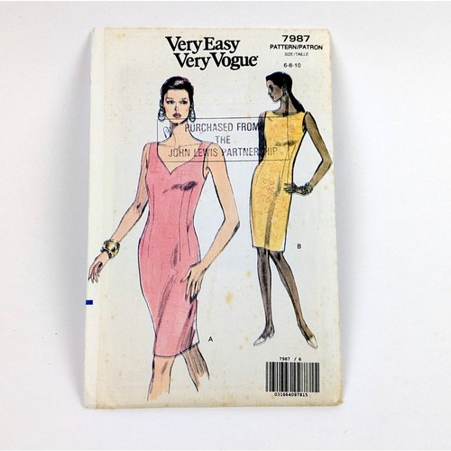 90s Sleeveless Dress Sewing Pattern Sz 6 8 10 UC Very Easy Very Vogue 7987 - Picture 7 of 7