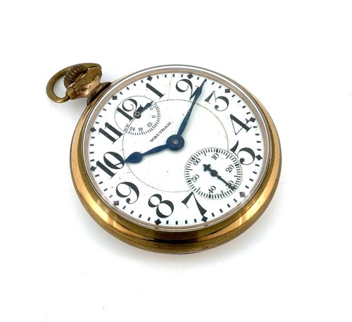 1915 Waltham Crescent St 1908 Railroad 21J Pocket Watch Wind Indicator GF RUNS - Picture 2 of 9