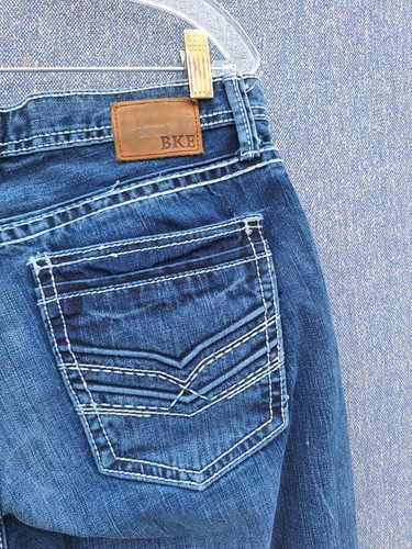 BKE Mens Blue Jeans TYLER 33S 100% cotton Double Back Pockets 33X30 - Picture 11 of 13