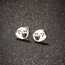 Stainless Steel Ghost Stud Earrings Black Cartoon Minimalist Punk Women Jewelry