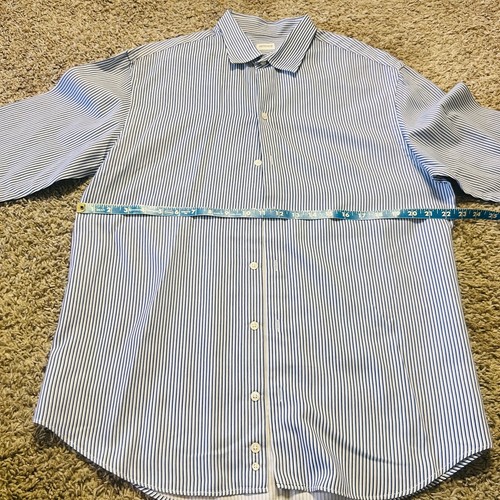 Armani Collezioni Shirt Mens Large Blue and White Stripe Button Up Made in Italy - Picture 2 of 4