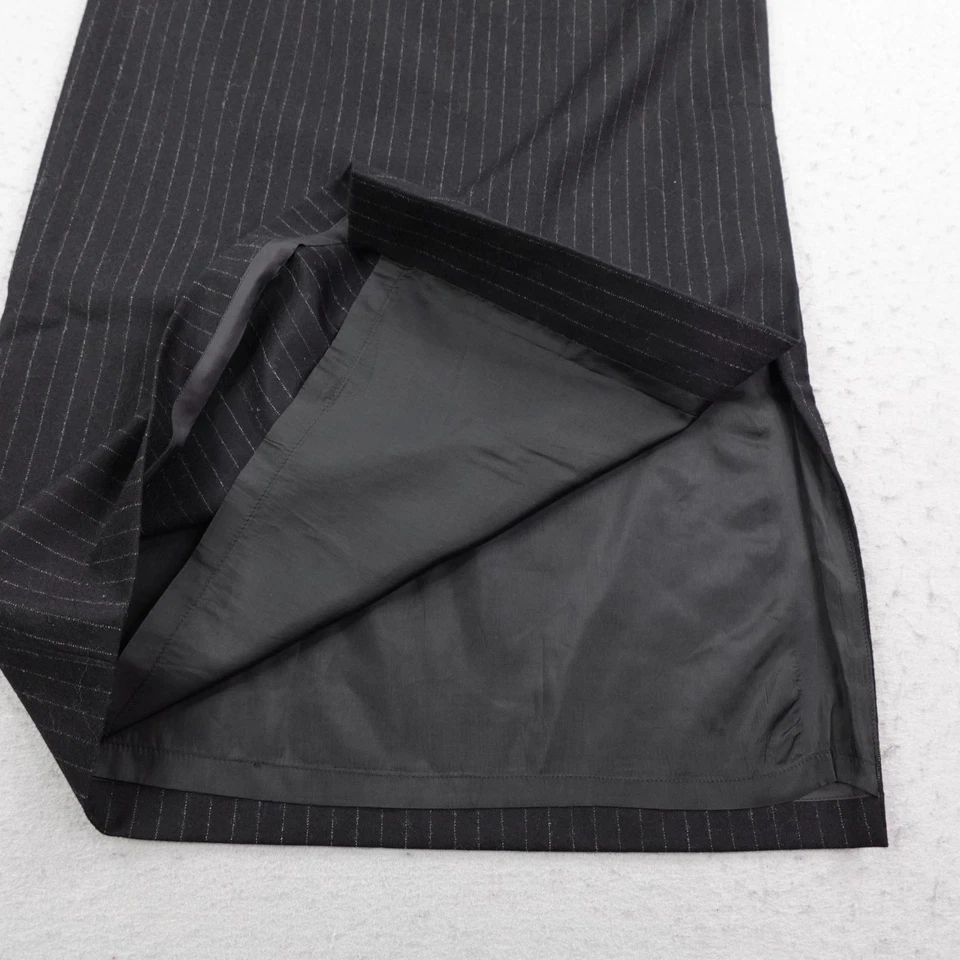 Maxi falda vintage Ralph Lauren para mujer 8 negras a rayas forrada de lana abertura lateral Foto 4 de 4