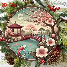 Tranquil Japanese Garden Theme Aluminum Foil Carved Wall Art