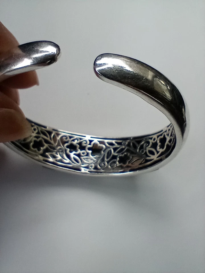 Hermoso Brazalete Abolone de Ónix Negro y Marcosite Plata de Ley 925 7-8 Pulgadas Foto 3 de 4