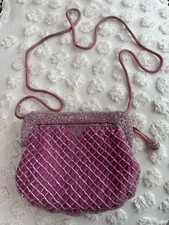 Vintage Pink Beaded Evening Bag Formal Purse Shoulder Bag Wedding Prom