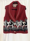 County Clothing Co Vintage Womens Horse Equestrian Button Red Vest Size Xl