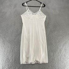 Vintage Adonna Slip Dress Womens 38/Large White Babydoll Lace Nightgown USA 90s