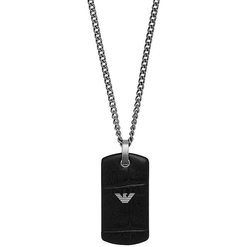 Collier Homme Emporio Armani EGS2781060 Acier inoxydable Cuir Noir - Photo 1/1