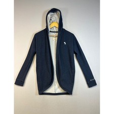 Athleisure Abercrombie Kids 11/12 Navy Open Front Fleece Lined Hooded Cardigan