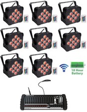  8 Rockville BEST PAR 60 Battery Wash Lights Wireless DMX 384 Ch. Controller