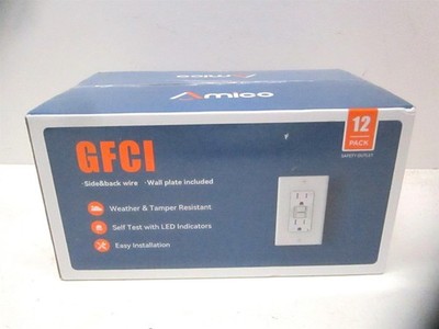 Amico 15 Amp White Weather Resistant Self-Test GFI Receptacles - Pack of 12 