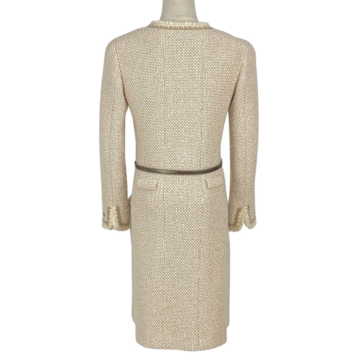 CHANEL (Interlocking) CC logo bottoni giacca senza colletto tweed 00A cappotto lana s...