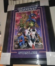 Stan Lee Signed Guardians of the Galaxy Framed Art Canvas – PSA & Stan Lee COA