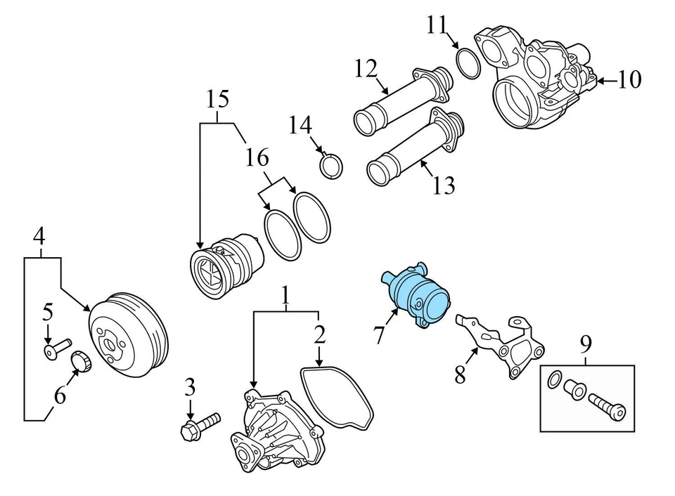 Porsche Cayenne 92A 2011-2018 - refrigerante auxiliar/bomba de agua 95810631300 Foto 4 de 4