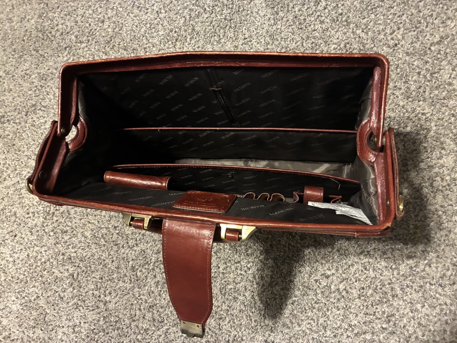 Mancini Brown Push Lock Briefcase Document Case T… - image 6