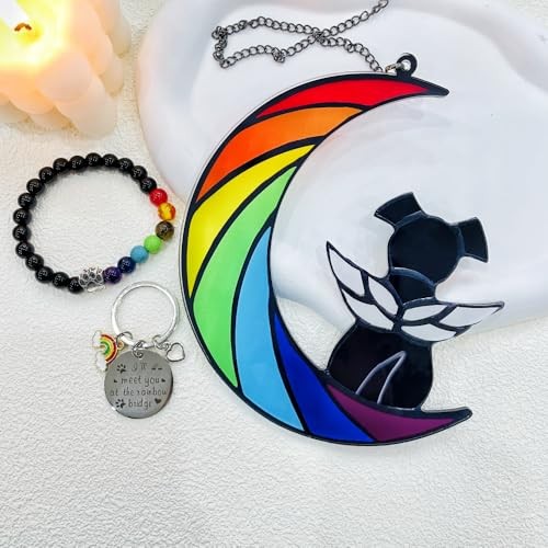 Dog Memorial Gifts for Loss of Dog, Death Sympathy Gift for Rainbow-black Dog - Picture 4 of 7