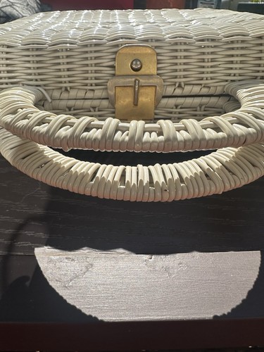 Borsa a mano donna vintage ADG Fashion Imports in vimini bianco - Foto 10 di 15