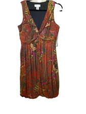London Style Dress Womens 10 Brown Multicolors/Bubble Hem/Knee Length/NWT/Lined