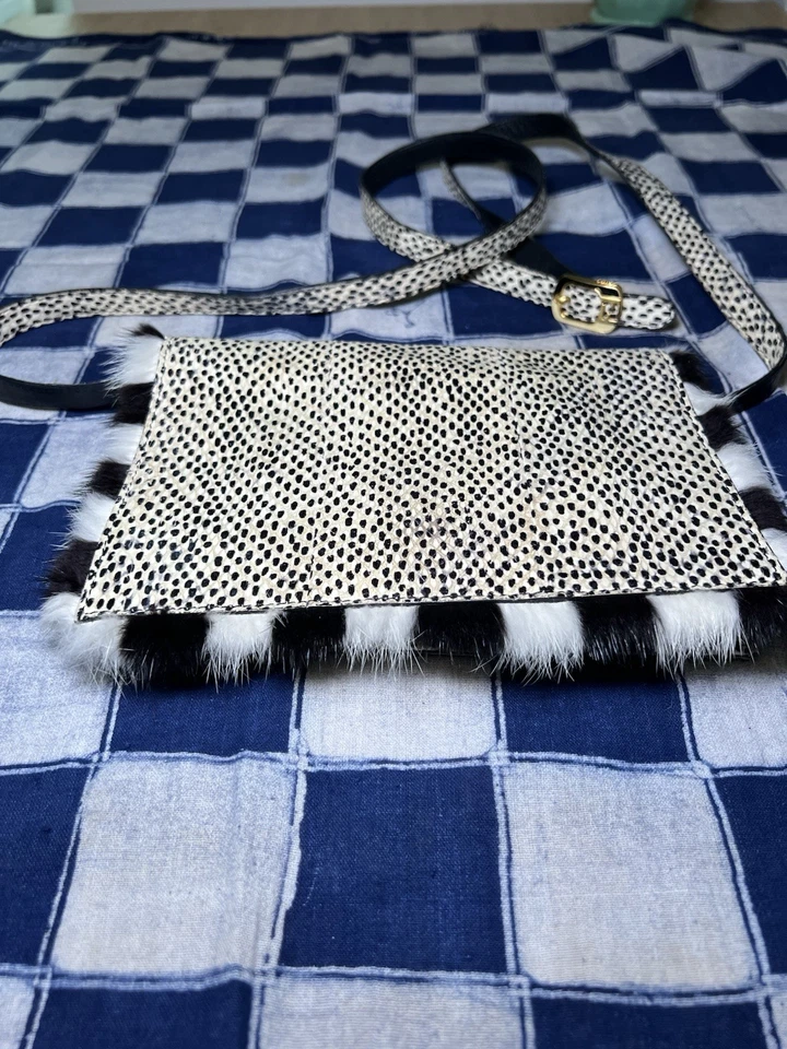 Fendi Dalmatian Crocodile And Fur Shoulder Clutch - Image 3 of 4