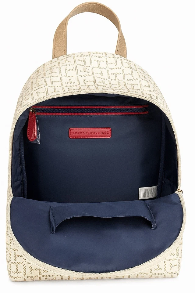 Mochila Tommy Hilfiger Monograma - Beige y Azul Marino - Elegante Bolso de Diseñador Foto 4 de 4