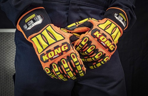 Guantes Ironclad Kong Pro Hi-Viz TPR Protección contra impactos A6 Resistente a cortes 9 grandes - Imagen 2 de 7