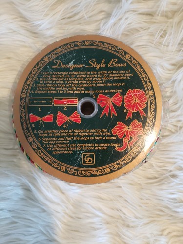 Vintage Christmas Wired Cording Ribbon Cord Spool Metallic Gold Red - Picture 2 of 2