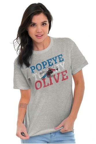 Vintage Popeye Olive Oyl Cartoon Cute Love Womens Graphic Crewneck T Shirt Tee - Picture 4 of 9