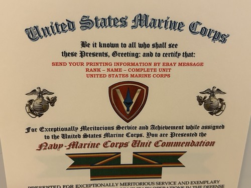 U.S.M.C. / 5TH MARINE DIVISION - NAVY/MARINE CORPS UNIT COMMENDATION CERTIFICATE - Picture 5 of 24
