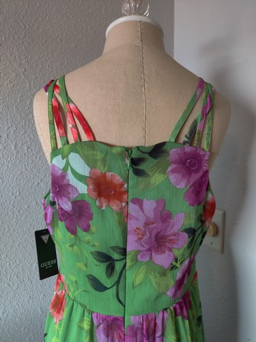 GUESS Printed Cutout Asymmetric-Hem Chiffon Women' Cocktail Beach Dress Size 8 - Picture 10 of 17