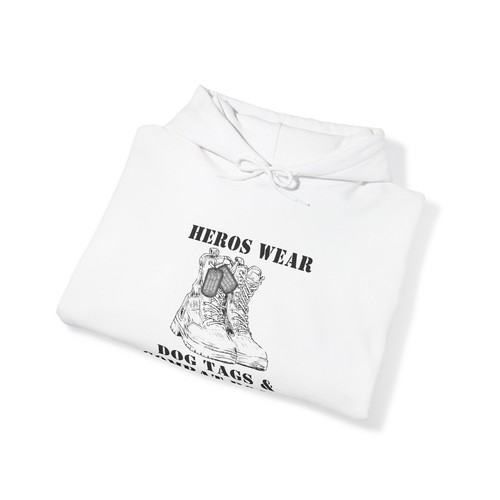 Heros Wear Dog Tags And Combat Boots Unisex Heavy Blend™ Hooded Sweatshirt - Picture 8 of 12