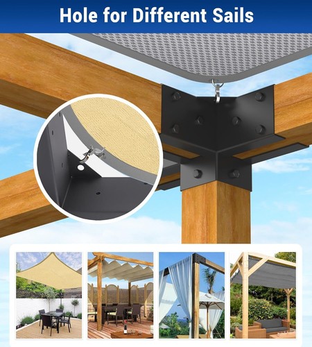 4PACK 4''x4'' Pergola Bracket Kit inner 3.6x3.6 4-Way Woodworks DIY Post - Picture 7 of 19