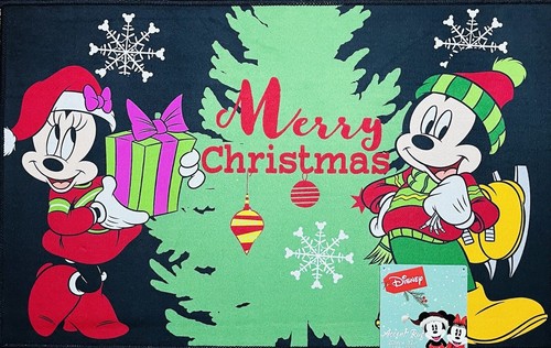 Disney Mickey Mouse Minnie Merry Christmas Santa Hat Mat Rug 20”x32” Gifts Skate
