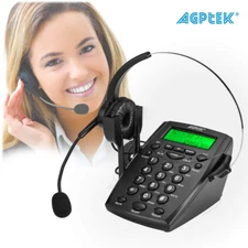 AGPtek Call Center Dialpad Headset Telephone with Tone Dial Key Pad & REDIAL