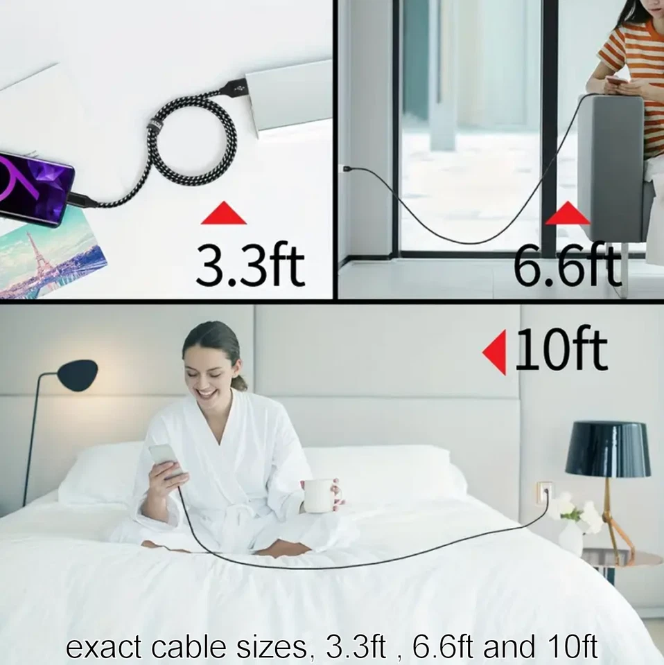 Heavy Duty Charging Phone Cable Type-C  USB-C For Samsung Android LG Charger - Image 2 of 4