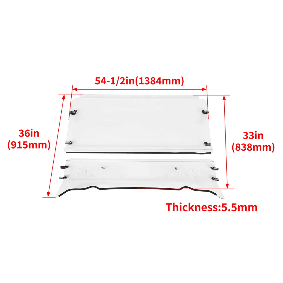 FOR POLARIS RANGER FULLSIZE ROUND CAGE 570 2017-2024 CLEAR VENTED WINDSHIELD - Image 2 of 4