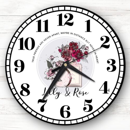 Best Friends Pink Floral Perfume Bottles Personalised Gift Personalised Clock - Picture 1 of 2
